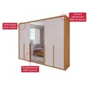 Ver imagem 2 de Guarda Roupa Casal Easy Space 6 Portas de Bater 6 Gavetas MDF com Espelho Amendoa Clean-Off White