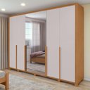 Ver mais imagens de Guarda Roupa Casal Easy Space 6 Portas de Bater 6 Gavetas MDF com Espelho Amendoa Clean-Off White