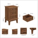 Ver imagem 4 de Mesa de Cabeceira Rústica Madeira Maciça 3 Gavetas Amêndoa - Apaixone & Decore