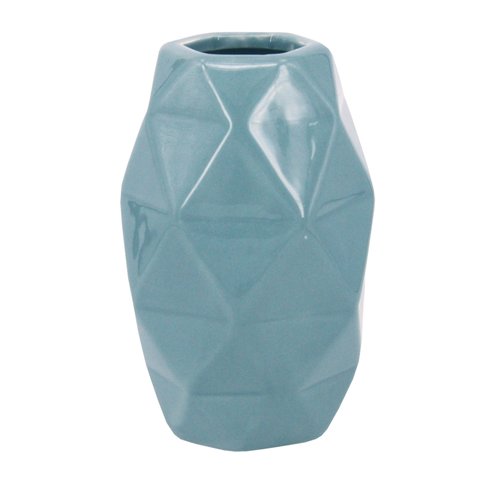 MINI VASO DE CERAMICA AZUL TURQUESA 7,5CM X 7,5CM X 12CM