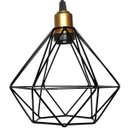 Ver imagem 4 de Lustre Pendente Aramado Triplo Diamante Dourado/preto Cabo Regulável Luminária Agp Ilumini Retro Dia