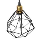 Ver imagem 5 de Lustre Pendente Aramado Triplo Diamante Dourado/preto Cabo Regulável Luminária Agp Ilumini Retro Dia