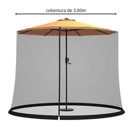Ombrelone Base Central Redondo 3m com Tela Mosqueteiro Praia Jardim Bege Importway Iwobctm-300 - 2