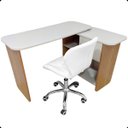 Ver imagem 4 de Conjunto Mesa Nomad com Cadeira Escritório Vegas Base Giratória Estofada Branco