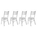 Ver imagem 3 de Conjunto 4 Cadeiras para Sala de Jantar Tradicional Cromado/Branco