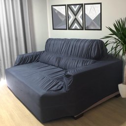 Capa de Sofá Retrátil 3 Lugares 2,30 X 1,10metros Resistente Elasticada Cinza - 3