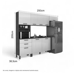 Cozinha Compacta Juliette com Torre Armário Áereo e Balcão 120 Cinamomo e Fendi - 3