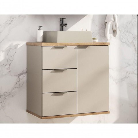 Gabinete de Banheiro Aqua 56,7cm Estilare Gab4001 Nude/carvalho