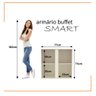 Conjunto de Escritório Smart 2 Livreiro 2 Buffet e 3 Mesas 90cm - Off White e Cedro - 3