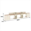 Ver imagem 6 de Conjunto de Escritório Smart 2 Livreiro 2 Buffet e 3 Mesas 90cm - Off White e Cedro