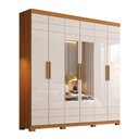 Ver imagem 2 de Guarda Roupa Casal Flora 6 Portas Cinamomo/Off White com Espelho - Móveis Henn