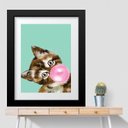 Ver imagem 1 de Quadro Gato Chiclete Rosa - 60x48cm:madeira Branca