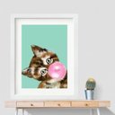 Ver imagem 2 de Quadro Gato Chiclete Rosa - 60x48cm:madeira Branca