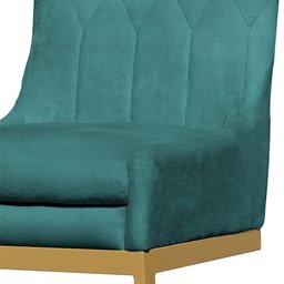 Kit 2 Cadeiras Sala de Estar Base Dourada Valentina Veludo Azul Tiffany - 4