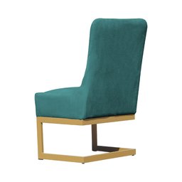 Kit 2 Cadeiras Sala de Estar Base Dourada Valentina Veludo Azul Tiffany - 3