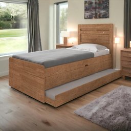 Cama Baú Larissa Solteiro Naturale com Auxiliar Framar - 1