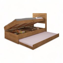 Cama Baú Larissa Solteiro Naturale com Auxiliar Framar - 3