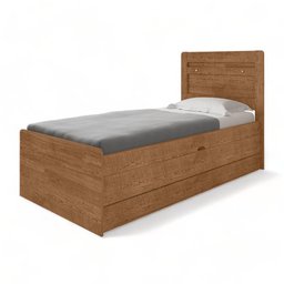 Cama Baú Larissa Solteiro Naturale com Auxiliar Framar - 2