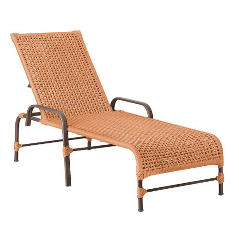 Espreguiçadeira Reclinável Catar Marrom e Corda Náutica Trama Original Piscina Jardim Alumínio