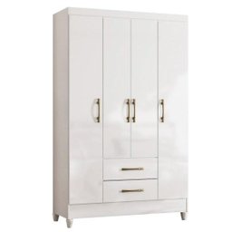 Guarda Roupa Solteiro 4 Portas 2 Gavetas Paraty Branco Moval - 1