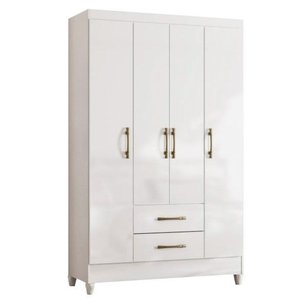 Guarda Roupa Solteiro 4 Portas 2 Gavetas Paraty Branco Moval