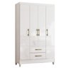 Guarda Roupa Solteiro 4 Portas 2 Gavetas Paraty Branco Moval - 1