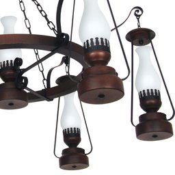 Lustre Muller Lampião 7 Lâmpadas Envelhecido 887e - 3