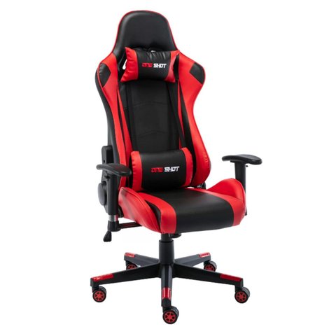 Cadeira Gamer Giratória One Shot Fratini Preto/Vermelho