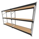 Ver imagem 1 de Mini Porta Pallet 200 Kg por Nivel Inicial + Continuação com 3 Niveis Preto com Mdf Cru