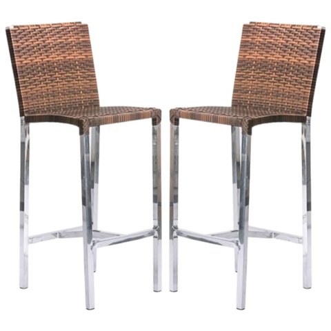 Kit com 2 Banquetas Altas Jardim em Alumínio Fibra Capuccino