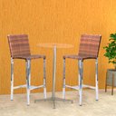 Ver imagem 3 de Kit com 2 Banquetas Altas Jardim em Alumínio Fibra Capuccino