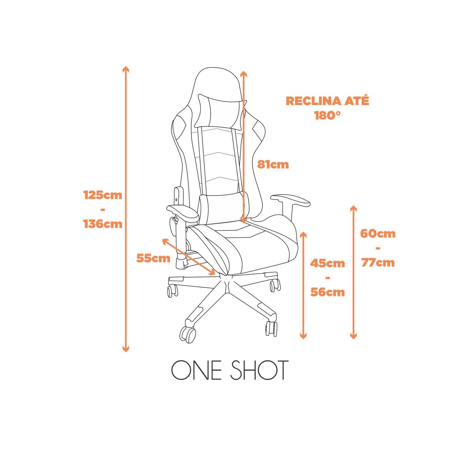 Cadeira Gamer Giratória em Couro One Shot  - 10