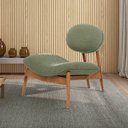 Ver imagem 2 de Poltrona Decorativa Yves Base Madeira Castanho Linho Verde Claro - Nexta Casa