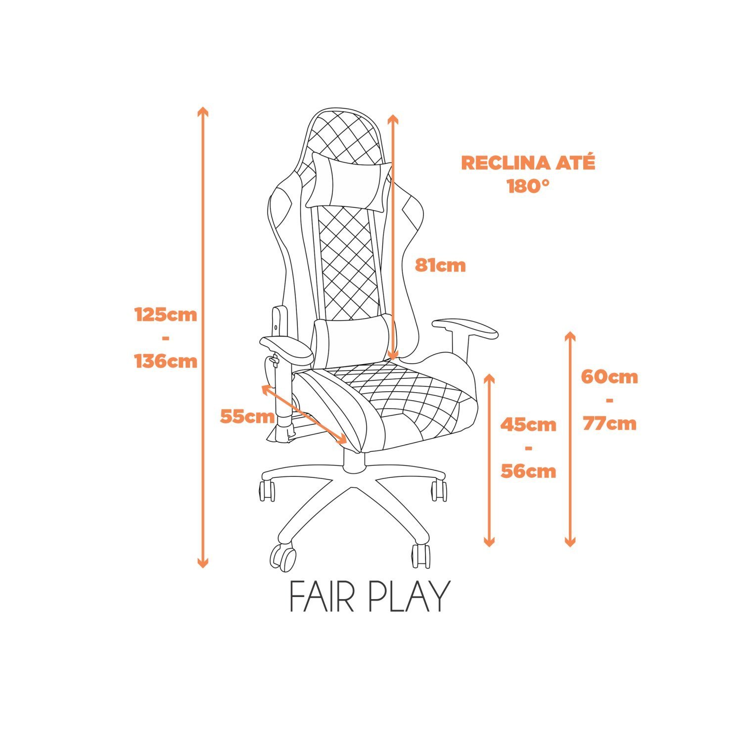 Cadeira Gamer Giratória Fair Play Fratini - 3