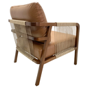 Ver imagem 3 de Poltrona Camenas em Madeira Maciça de Tauari Cor Pinhão Tecido Canela