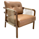 Ver imagem 1 de Poltrona Camenas em Madeira Maciça de Tauari Cor Pinhão Tecido Canela