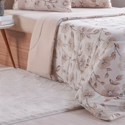 Edredom Solteiro Bella Cama Malha 125g/m² 100% Algodão 160x220cm Bege - 4