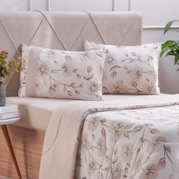 Edredom Solteiro Bella Cama Malha 125g/m² 100% Algodão 160x220cm Bege - 2