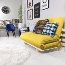 Ver imagem 5 de Sofa Cama Casal Futon Oriental Amarelo Acquablock Com Madeira Maciça