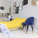 Ver imagem 3 de Sofa Cama Casal Futon Oriental Amarelo Acquablock Com Madeira Maciça