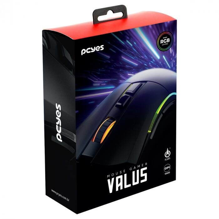 Mouse Gamer Pcyes Valus - 12400 Dpi - Rgb - 8 Botoes - Pmgvlbv - 12