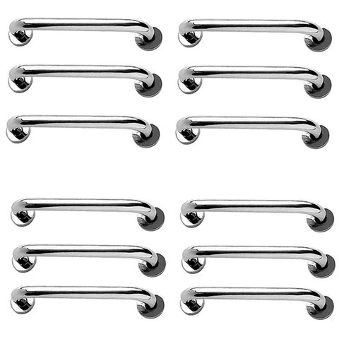 Alça de Apoio Inox 30cm Barra de Segurança Kit 12 Unidades Idosos Crianças Cadeirante Gestante Banhe