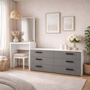 Ver imagem 1 de Cômoda Penteadeira 6 Gavetas Lisboa Cinza/Branco