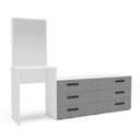 Ver imagem 2 de Cômoda Penteadeira 6 Gavetas Lisboa Cinza/Branco