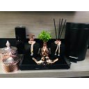 Ver imagem 1 de Kit Lavabo Preto Rose Gold Lixeira Porta Escovas Potes Aroma Sabonete