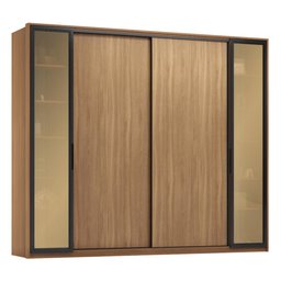 Guarda Roupa Casal 4 Portas Vidro Reflecta e 4 Gavetas Laredo - Amêndola/nude Prime Tx - 10