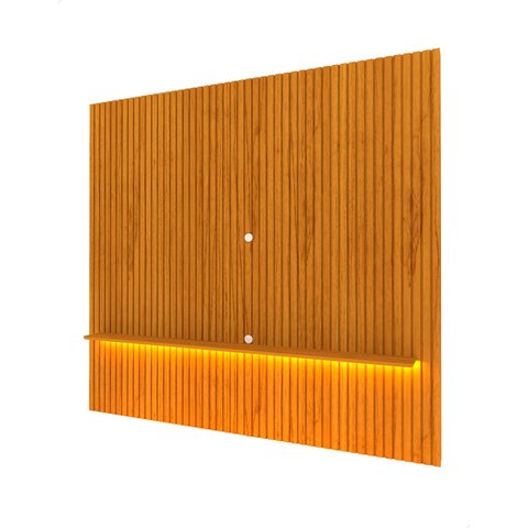 Painel para TV Ripado com LED Serena 230 cm Sala Madeira