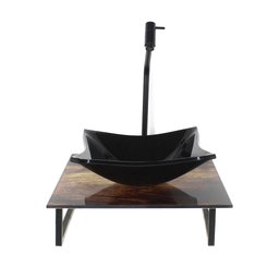 GABINETE DE VIDRO COM CUBA QUADRADA COM TAMPO DE VIDRO 40CM X 40CM MADEIRA RUSTICA - 1