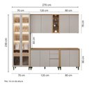 Ver imagem 6 de Cozinha Allure Linea Brasil 5 Peças com Cristaleira A02m3 Jequitiba/gris Fosco