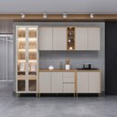 Ver imagem 1 de Cozinha Allure Linea Brasil 5 Peças com Cristaleira A02m3 Jequitiba/gris Fosco